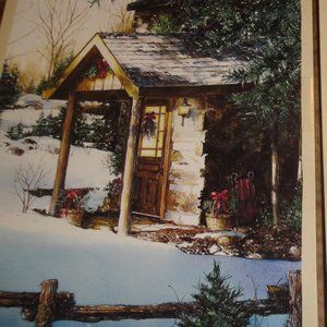 19 Vintage Christmas Cards Woodland Cabin 2002 Forest Snow Scene Texture Surface